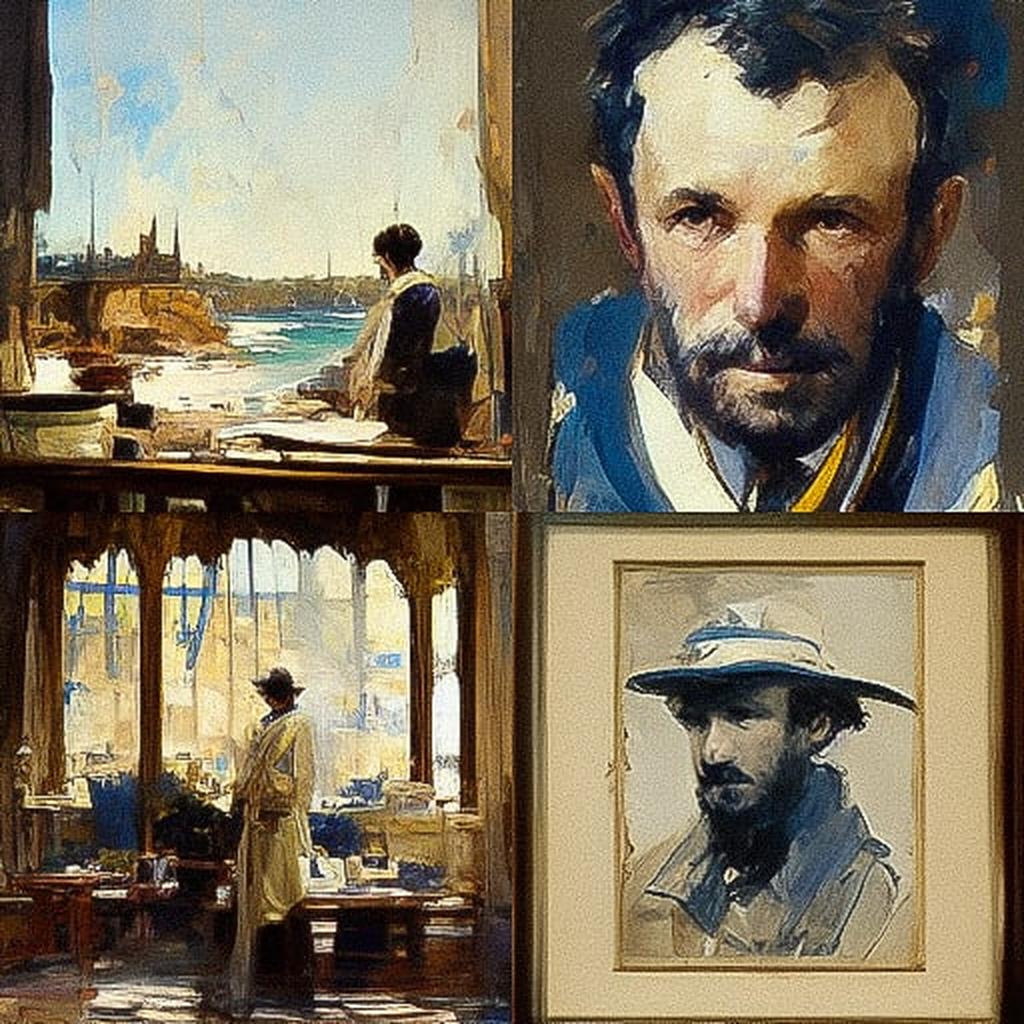 Arthur Streeton style, Midjourney V3, render 1 of 4