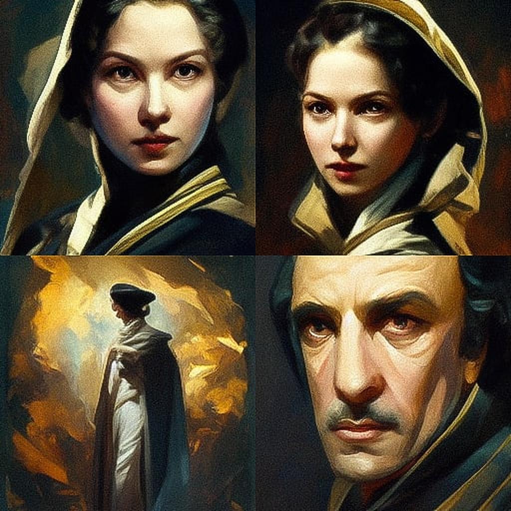 Ary Scheffer style, Midjourney V3, render 1 of 4