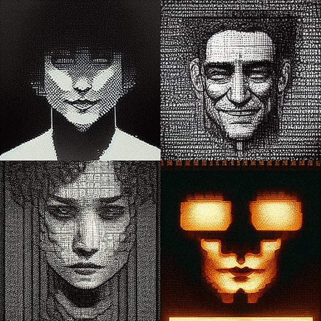 ASCII art style, Midjourney V3, render 1 of 4