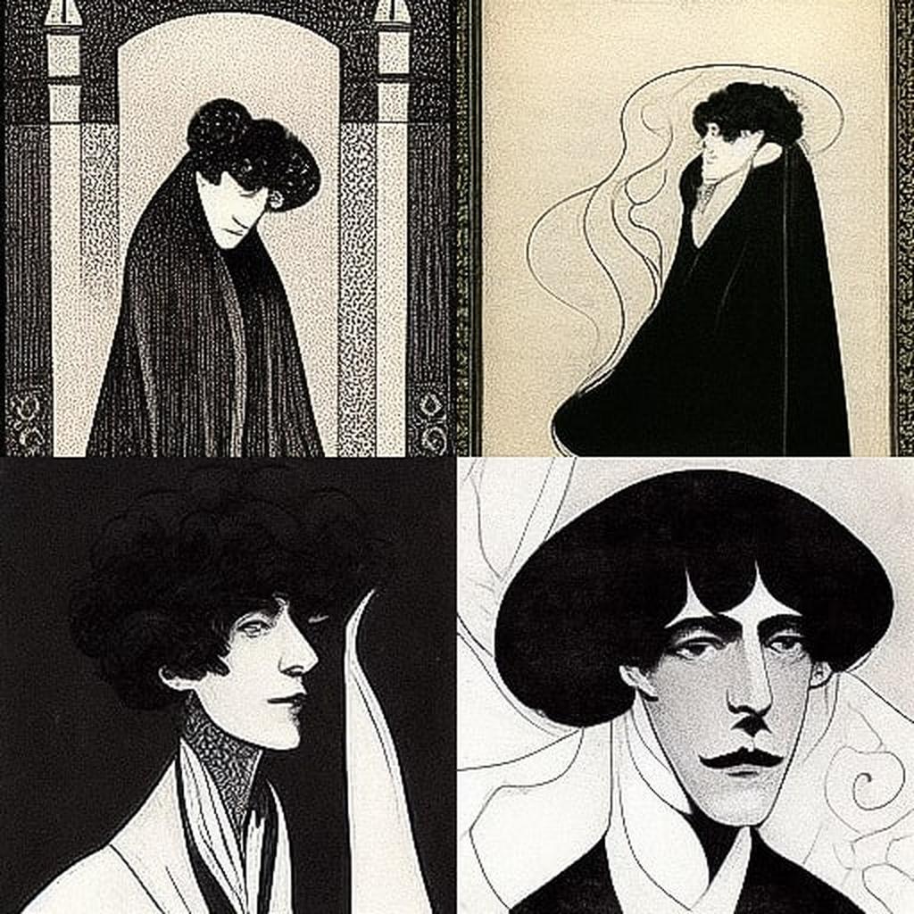 Aubrey Beardsley style, Midjourney V3, render 1 of 4