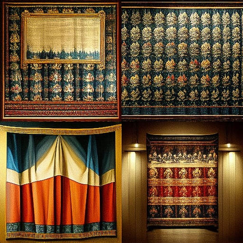 Aubusson tapestry style, Midjourney V3, render 1 of 4