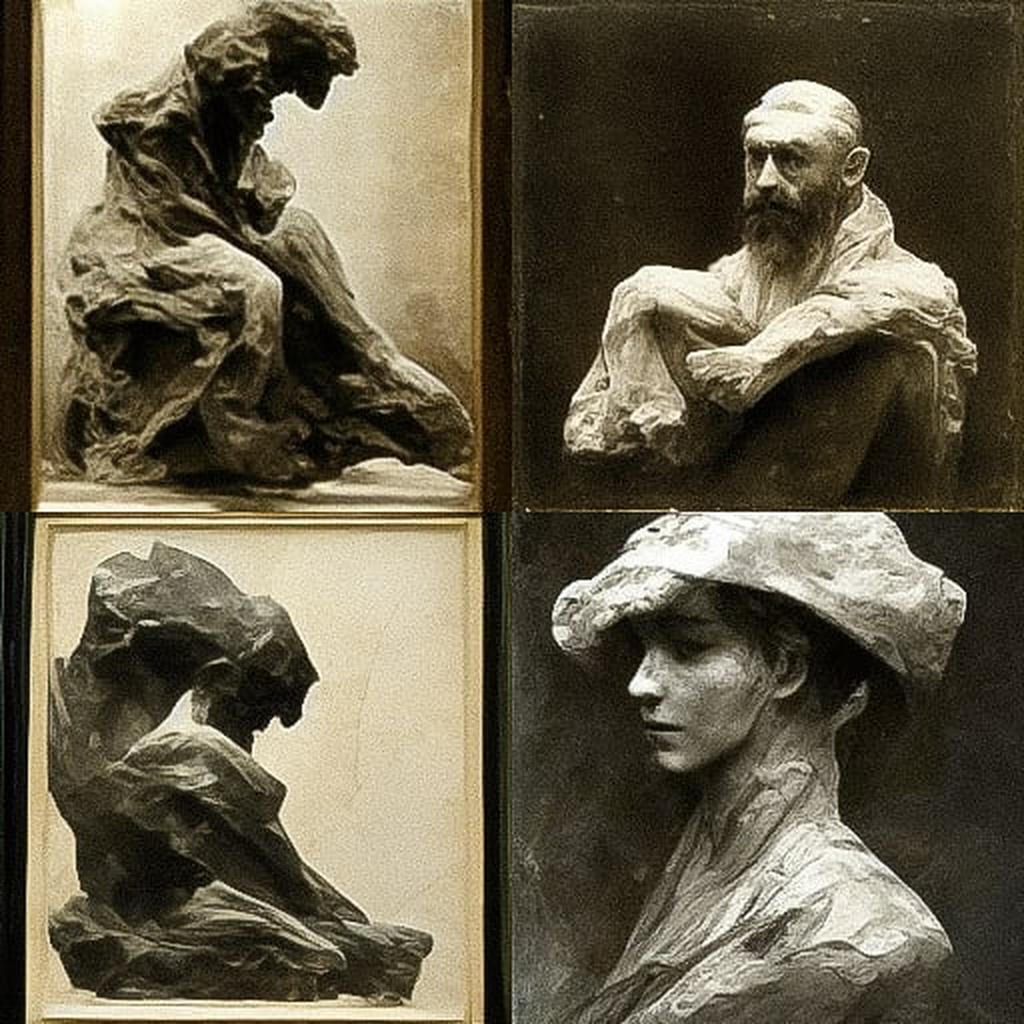 Auguste Rodin style, Midjourney V3, render 1 of 4