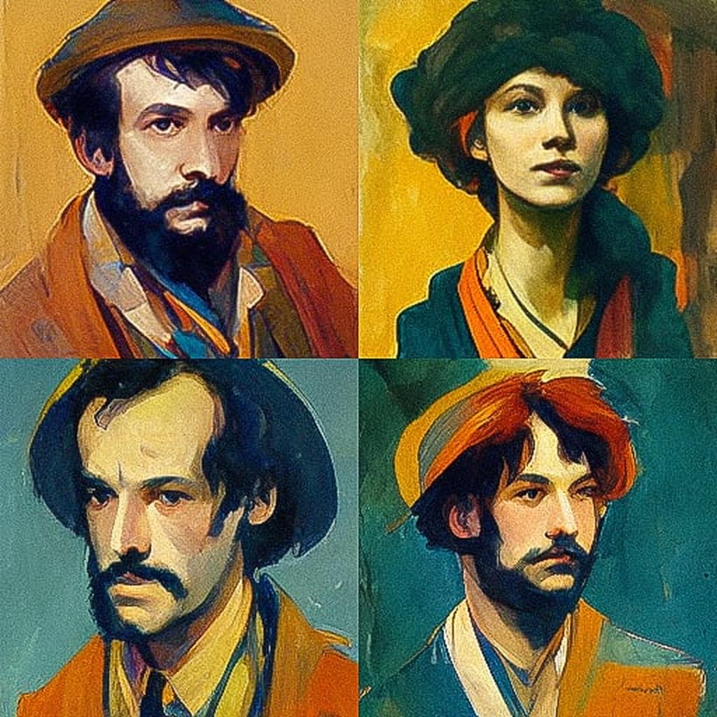Augustus John style, Midjourney V3, render 1 of 4