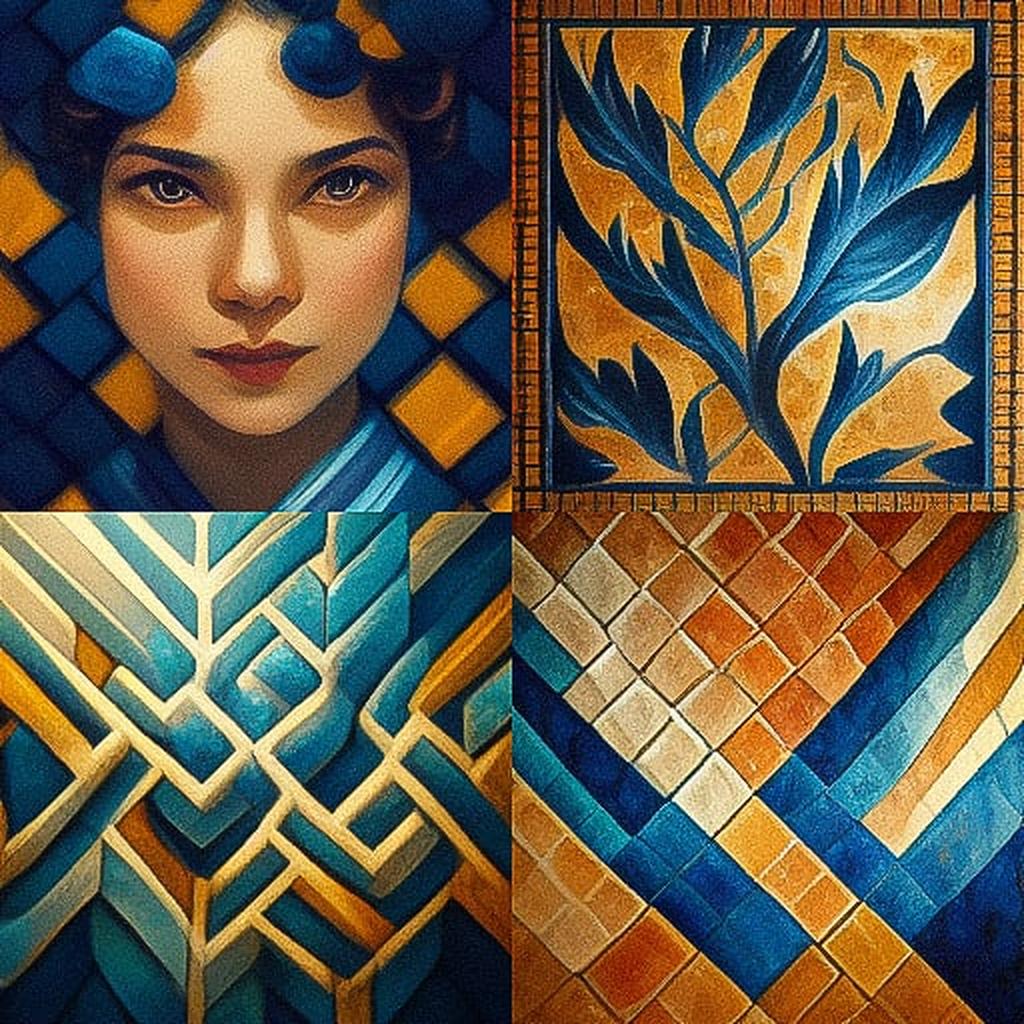 Azulejo style, Midjourney V3, render 1 of 4