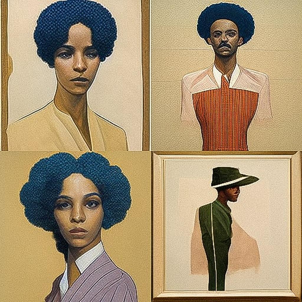 Barkley L. Hendricks style, Midjourney V3, render 1 of 4