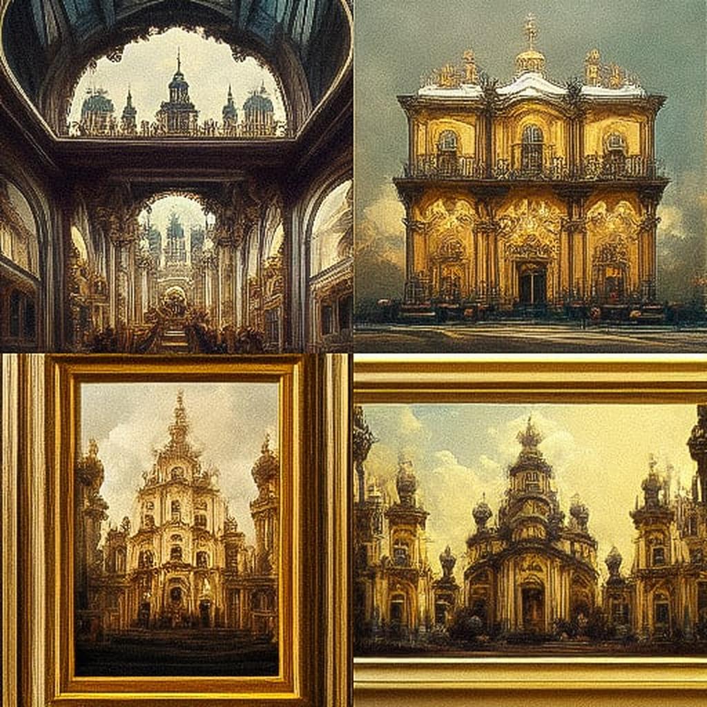 Baroque architecture style, Midjourney V3, render 1 of 4