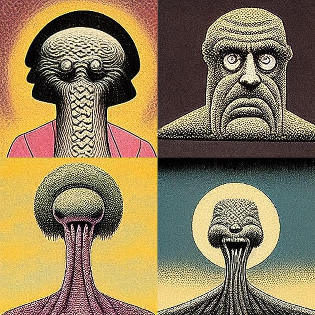 Basil Wolverton style, Midjourney V3, render 1 of 4