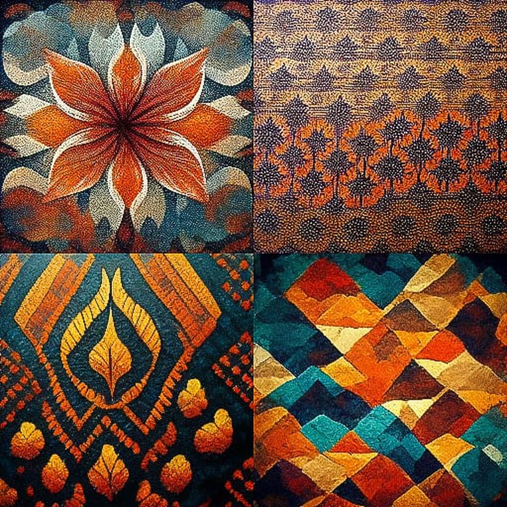 Batik style, Midjourney V3, render 1 of 4