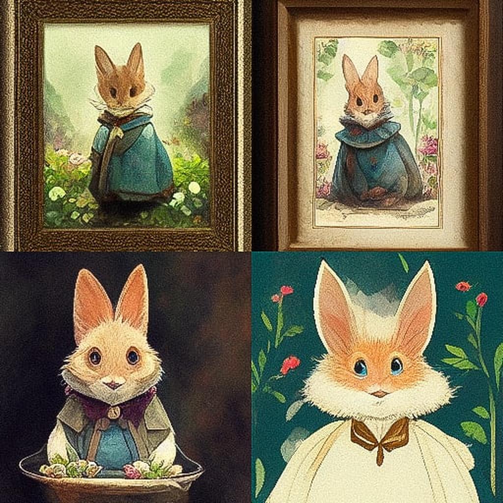 Beatrix Potter style, Midjourney V3, render 1 of 4