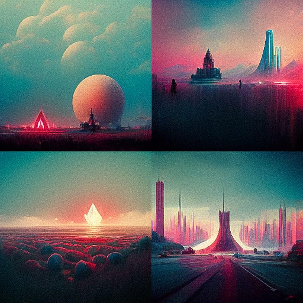 Beeple style, Midjourney V3, render 1 of 4