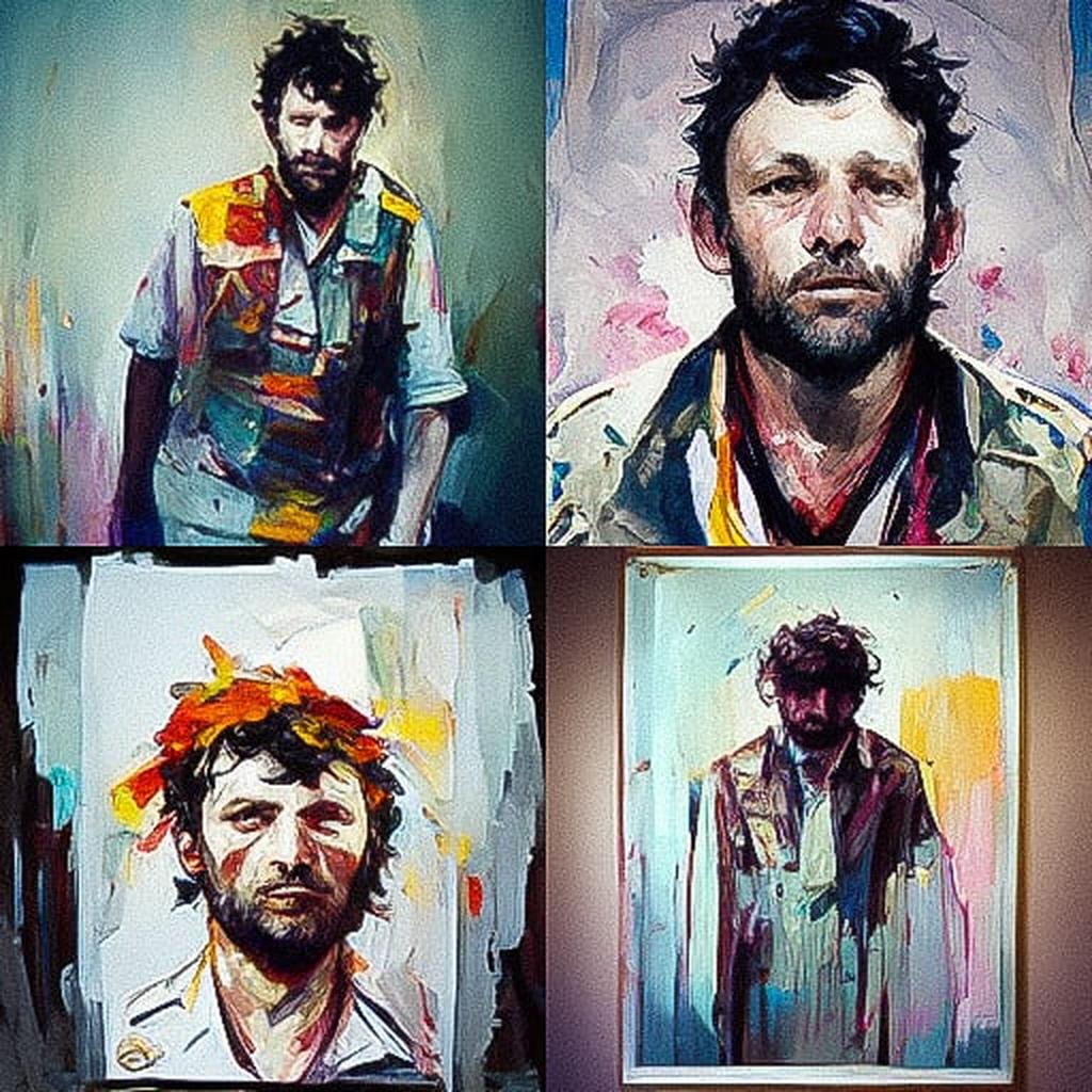 Ben Quilty style, Midjourney V3, render 1 of 4