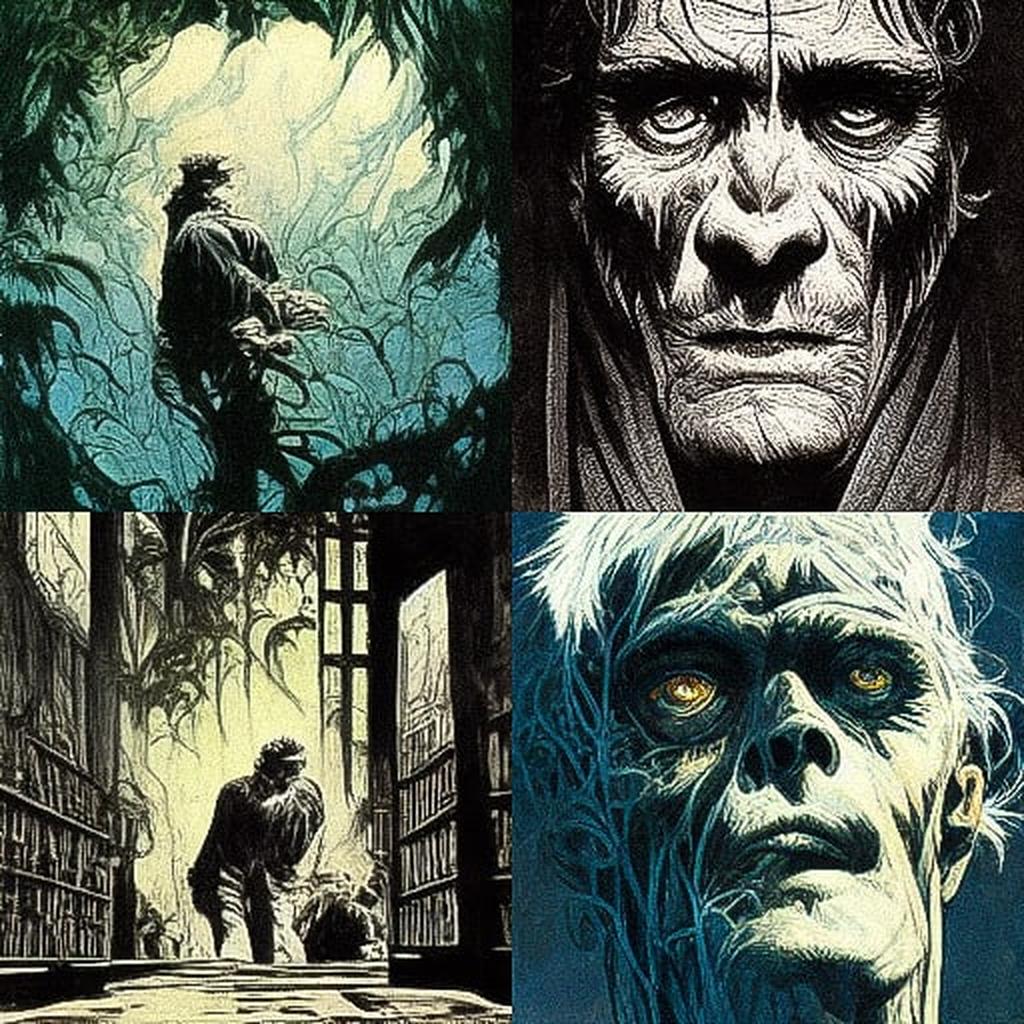 Bernie Wrightson style, Midjourney V3, render 1 of 4