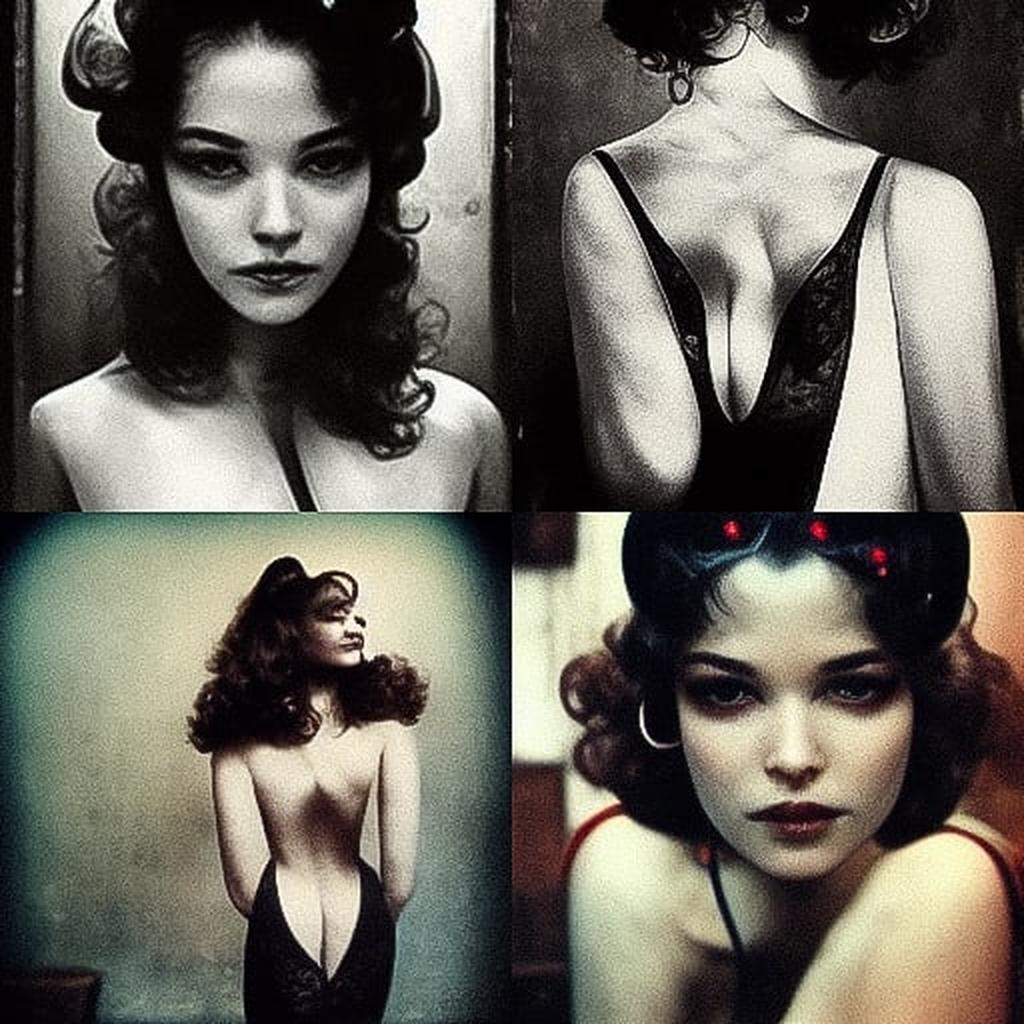 Bettina Rheims style, Midjourney V3, render 1 of 4