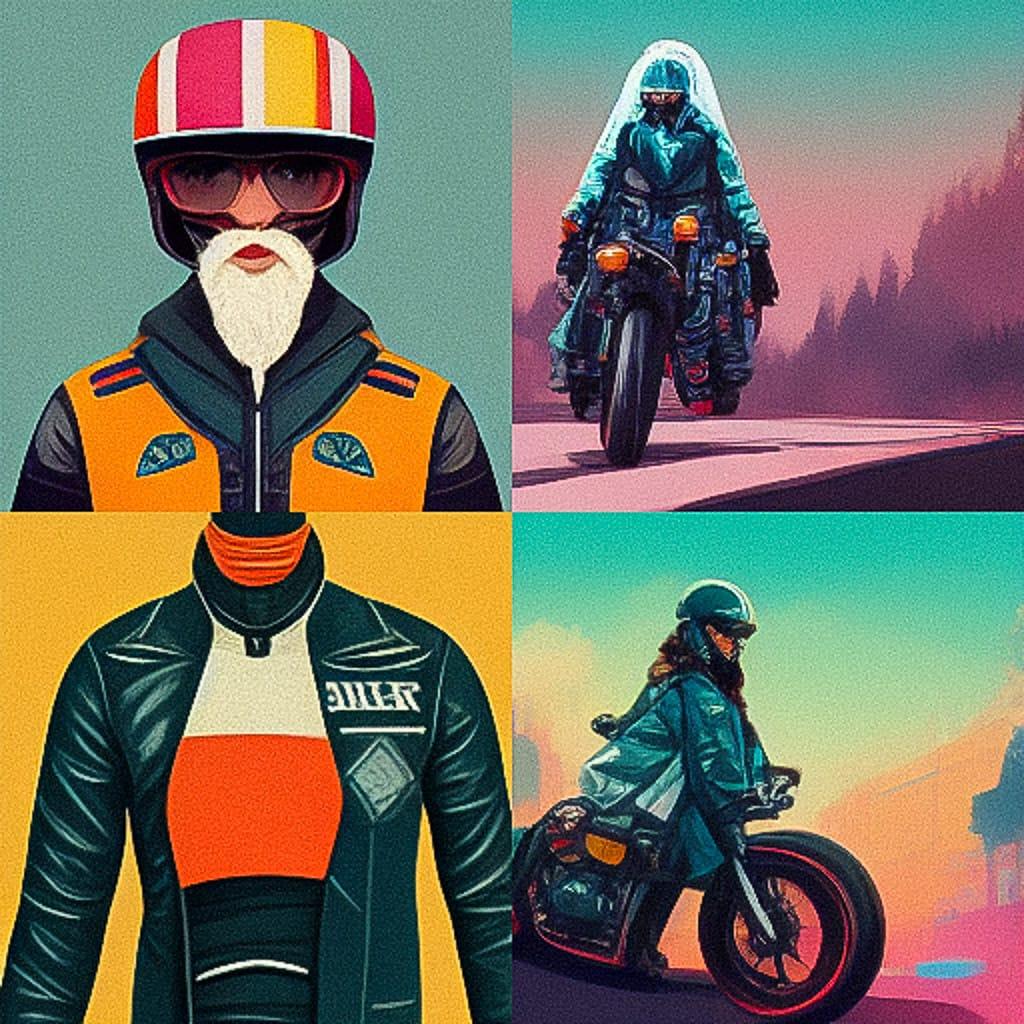 Biker fashion style, Midjourney V3, render 1 of 4