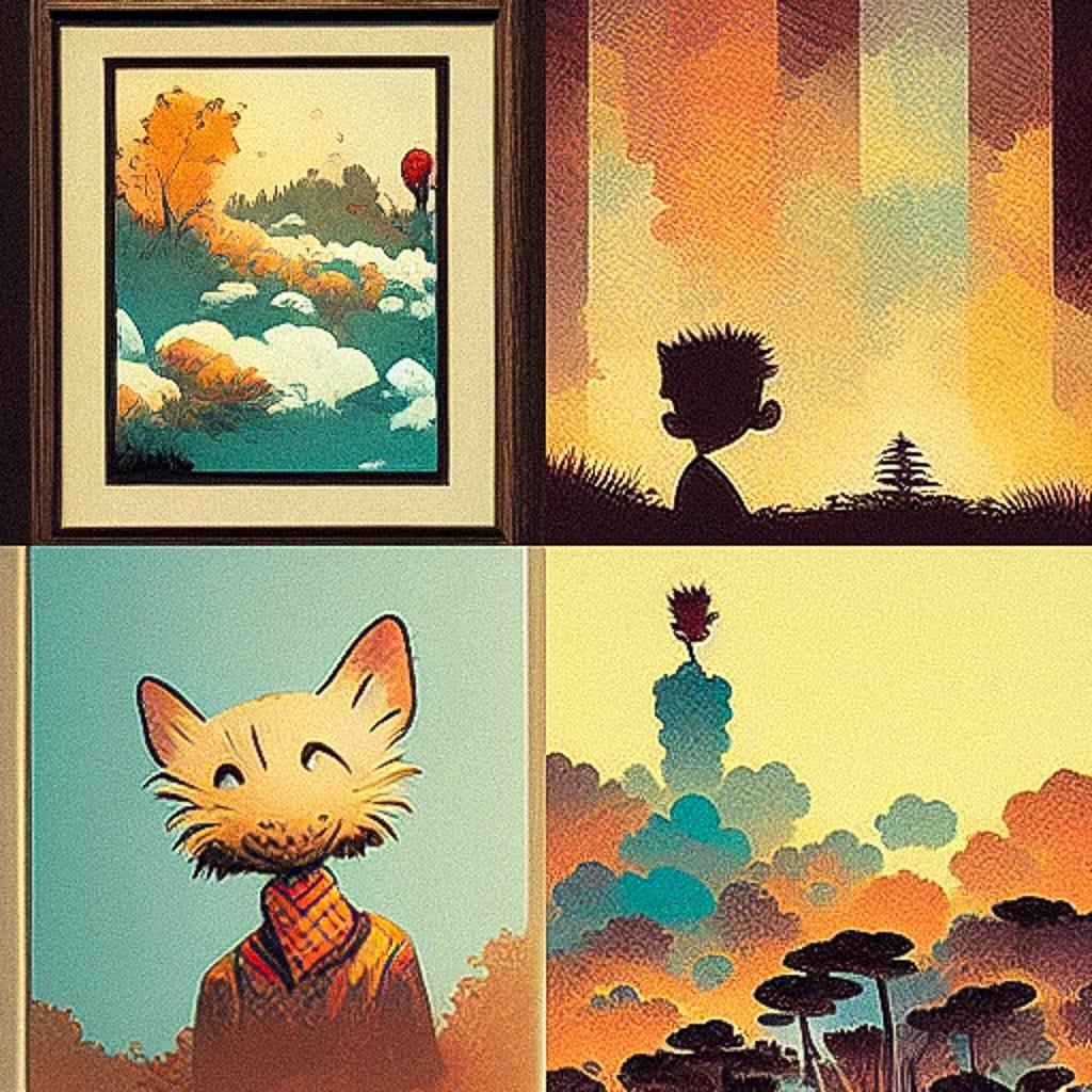 Bill Watterson style, Midjourney V3, render 1 of 4