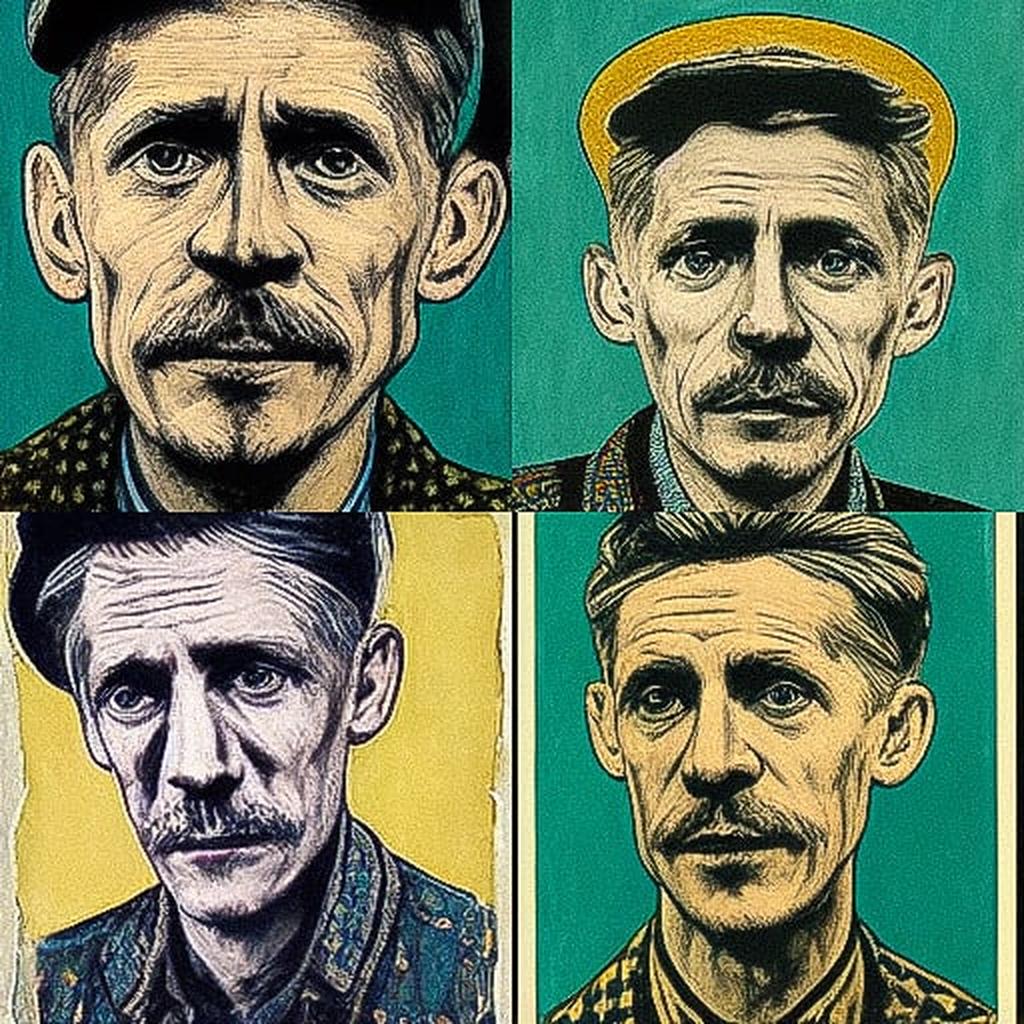 Billy Childish style, Midjourney V3, render 1 of 4