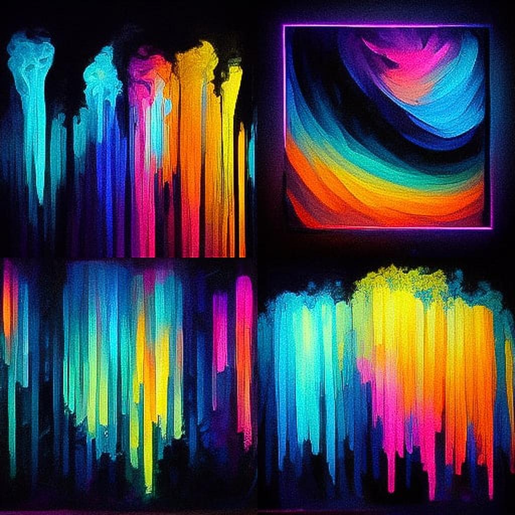 Blacklight paint style, Midjourney V3, render 1 of 4
