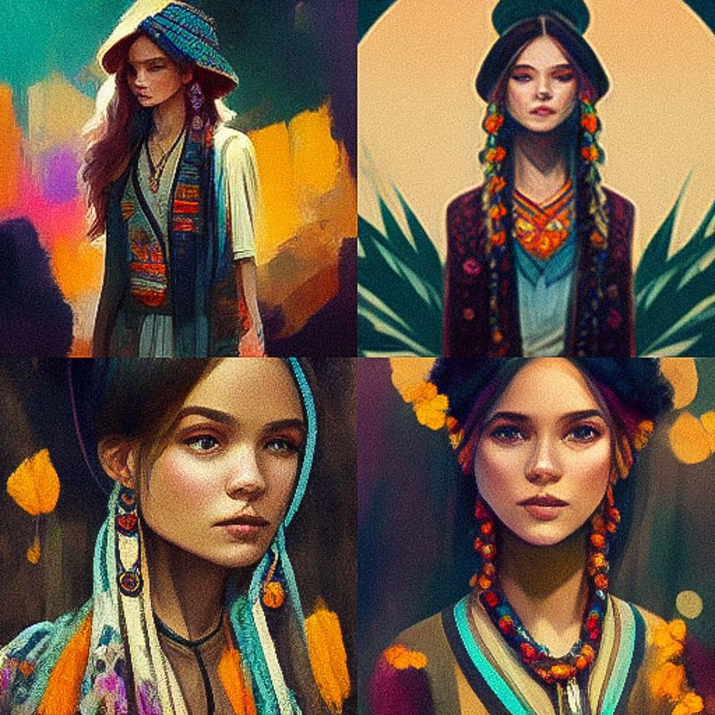 Boho fashion style, Midjourney V3, render 1 of 4
