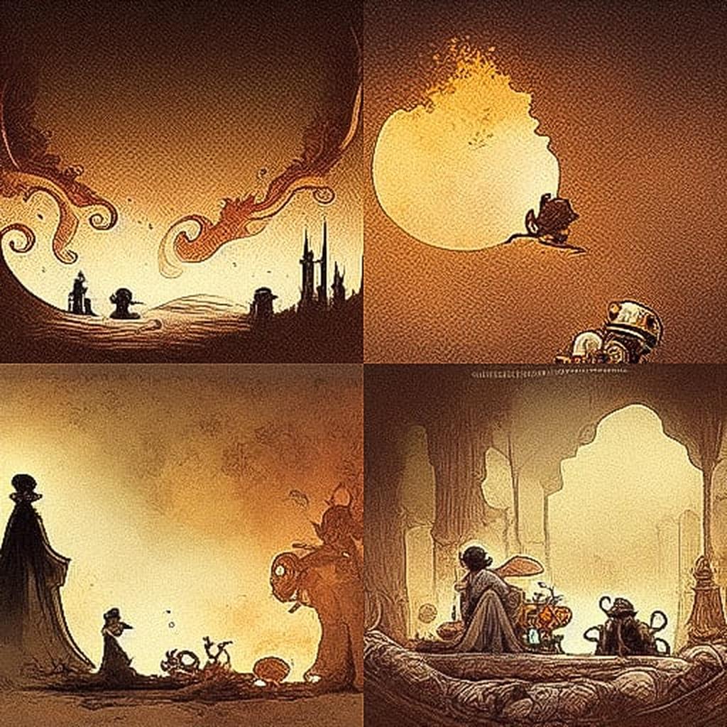 Brian Kesinger style, Midjourney V3, render 1 of 4