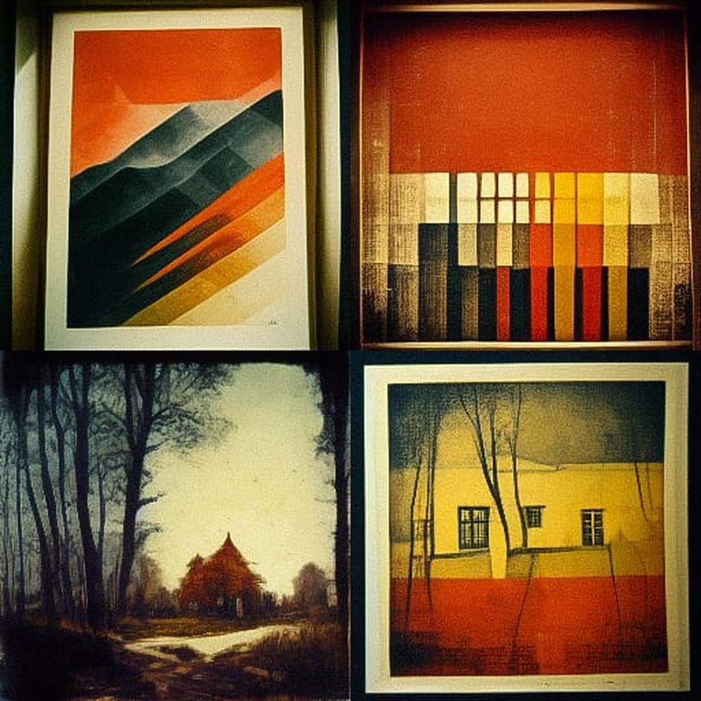 Bromoil print style, Midjourney V3, render 1 of 4