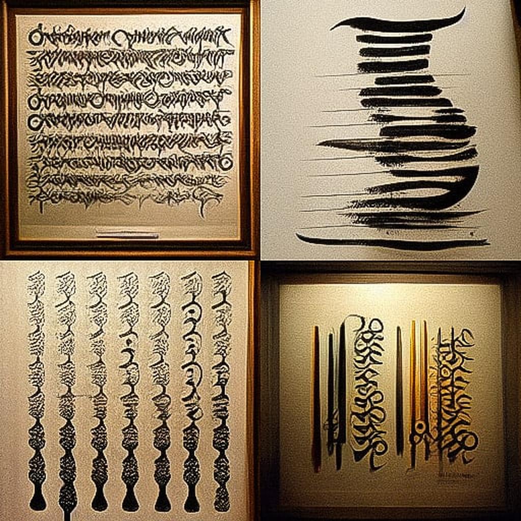 Calligraphy style, Midjourney V3, render 1 of 4