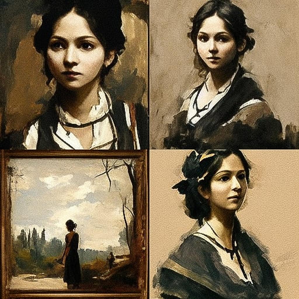 Camille Corot style, Midjourney V3, render 1 of 4