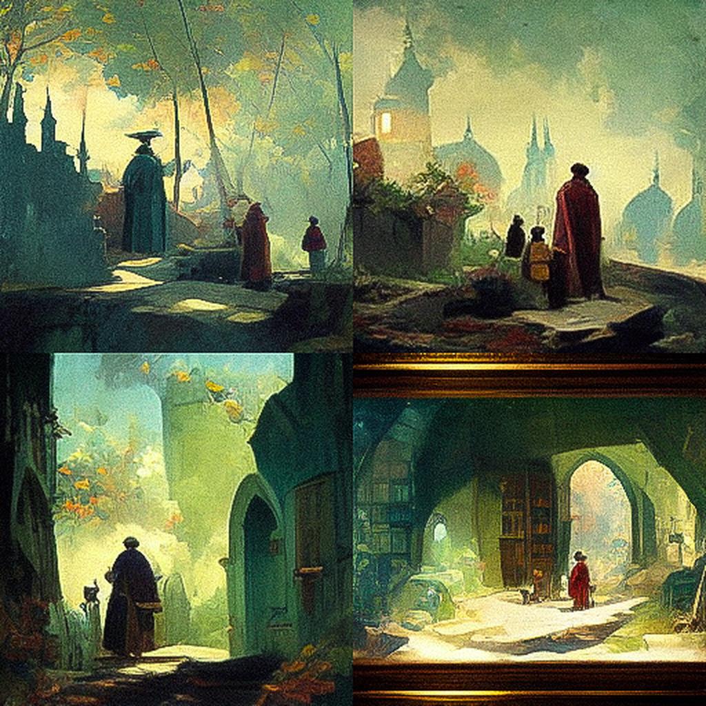 Carl Spitzweg style, Midjourney V3, render 1 of 4