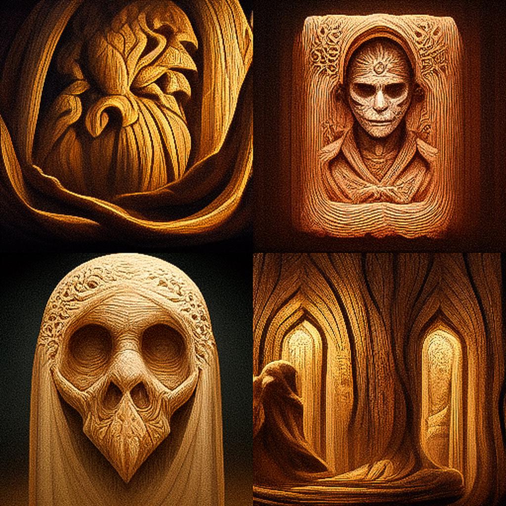 Carving style, Midjourney V3, render 1 of 4