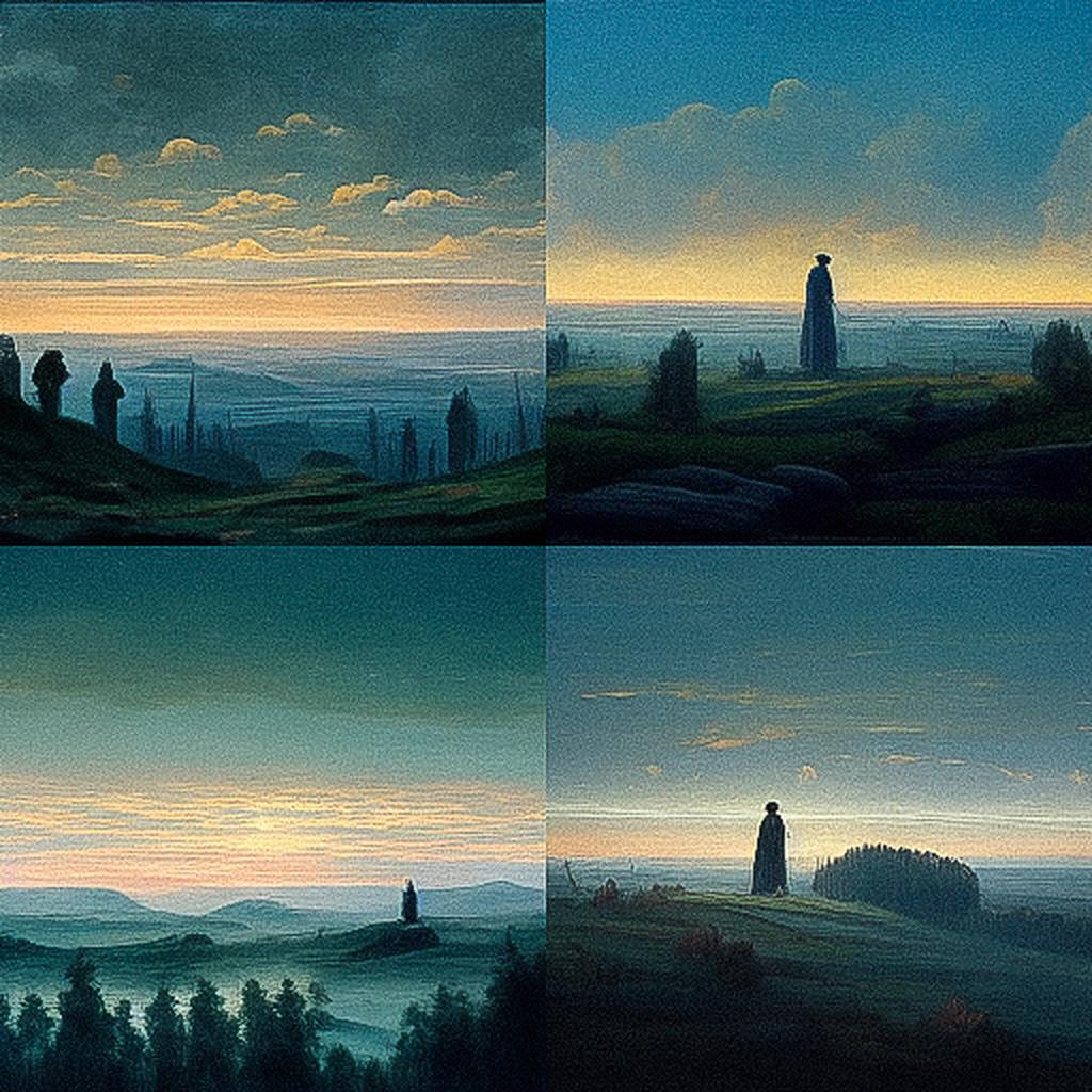 Caspar David Friedrich style, Midjourney V3, render 1 of 4