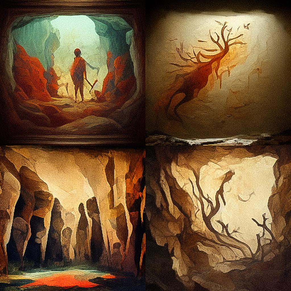 Cave painting style, Midjourney V3, render 1 of 4