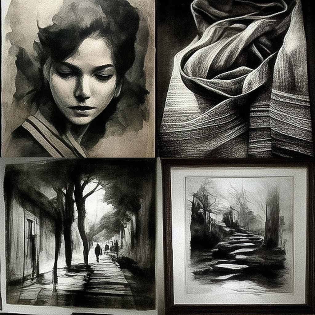 Charcoal drawing style, Midjourney V3, render 1 of 4