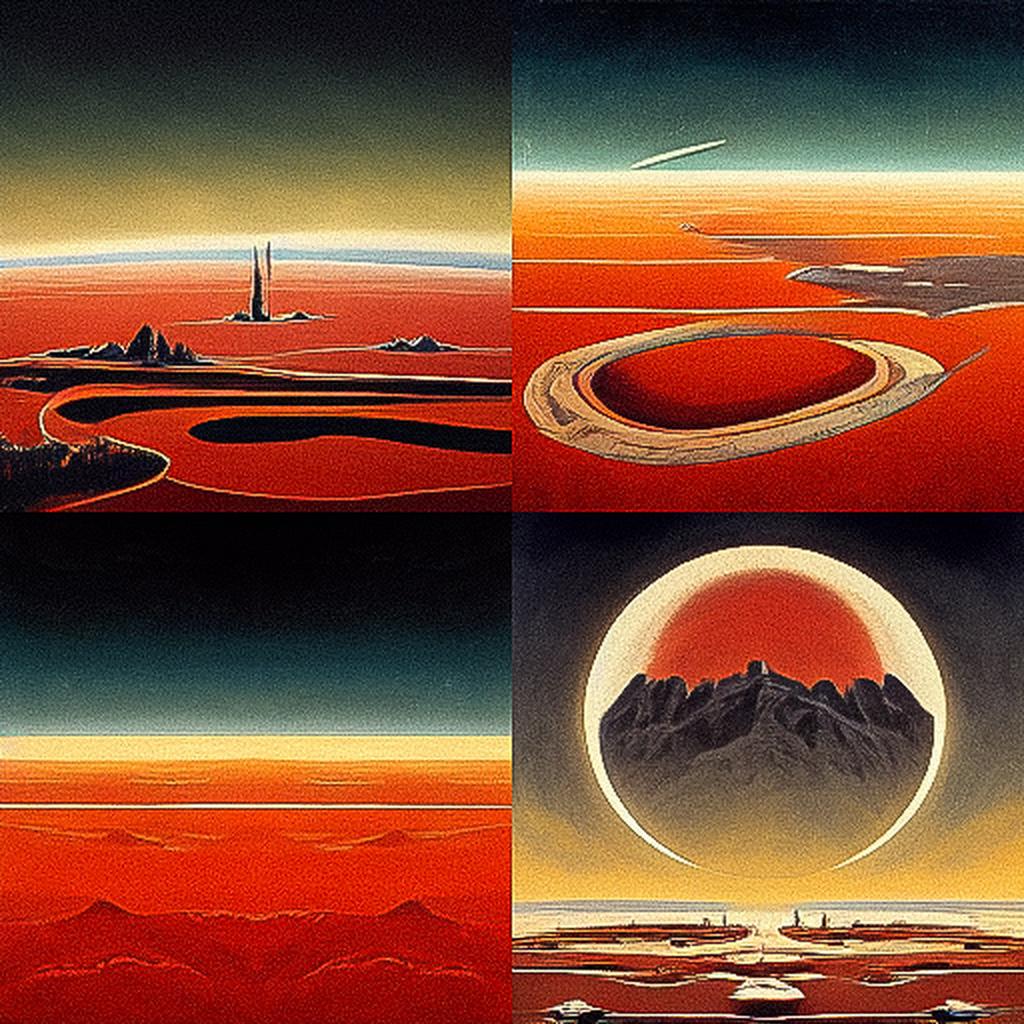 Chesley Bonestell style, Midjourney V3, render 1 of 4