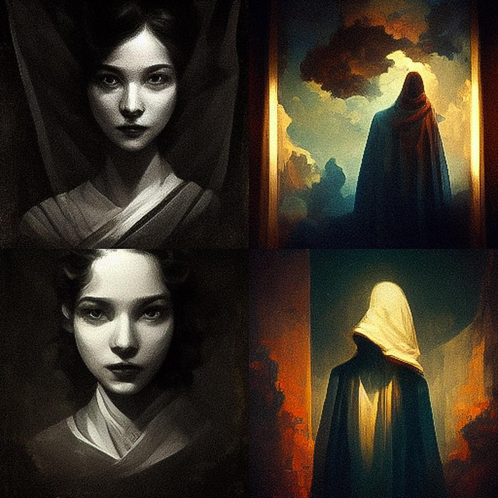 Chiaroscuro style, Midjourney V3, render 1 of 4