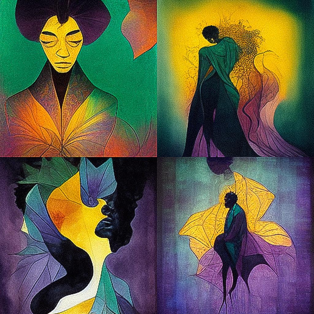 Chris Ofili style, Midjourney V3, render 1 of 4