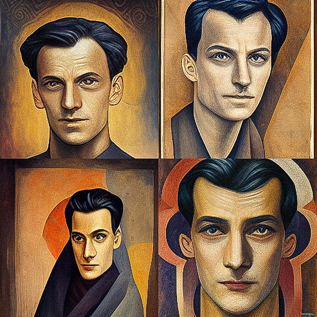Christian Schad style, Midjourney V3, render 1 of 4