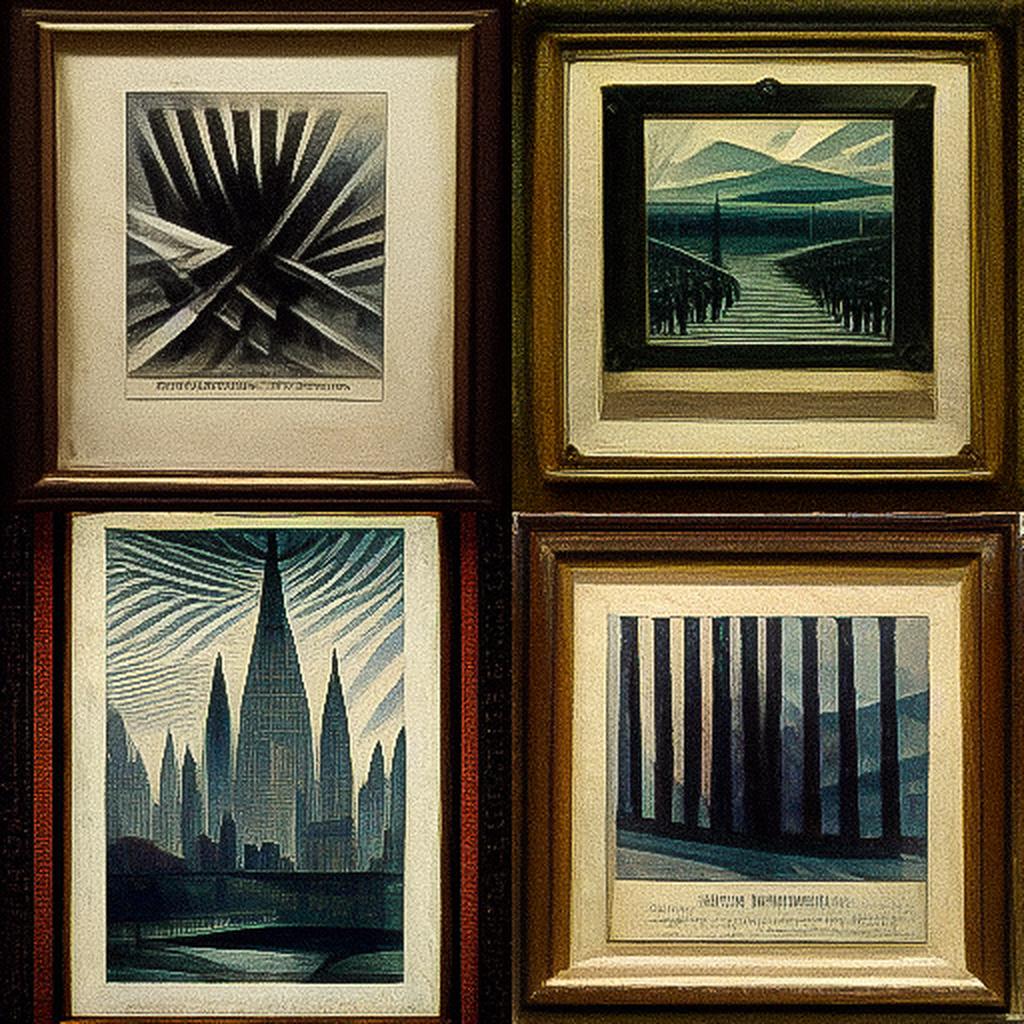 Christopher R. W. Nevinson style, Midjourney V3, render 1 of 4