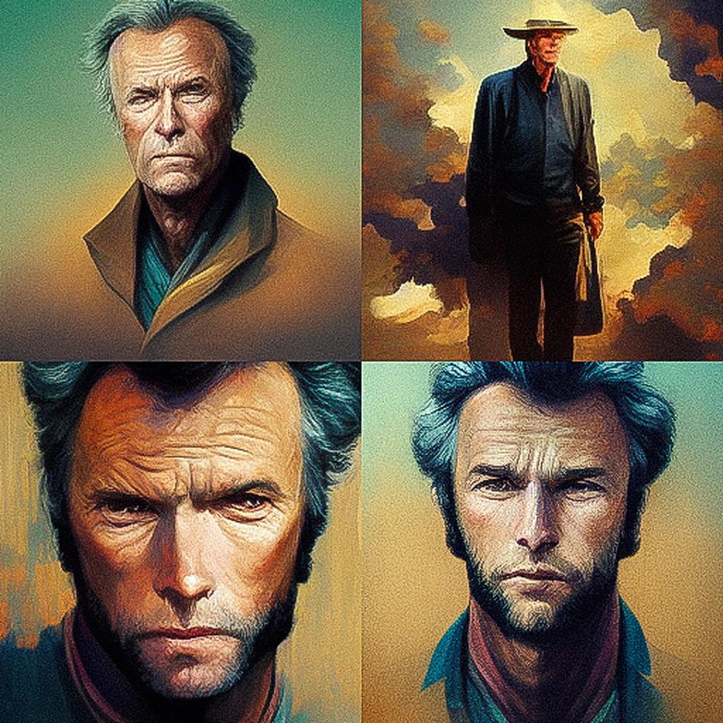 Clint Eastwood style, Midjourney V3, render 1 of 4