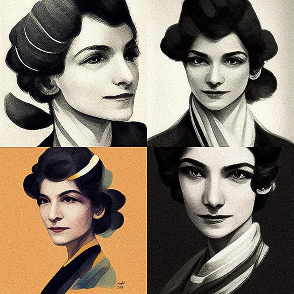 Coco Chanel style, Midjourney V3, render 1 of 4
