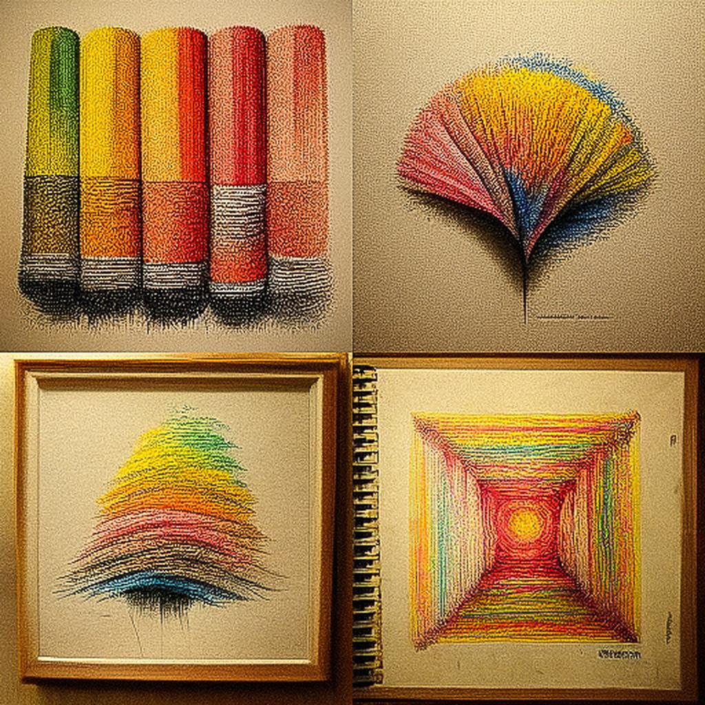 Crayon drawing style, Midjourney V3, render 1 of 4