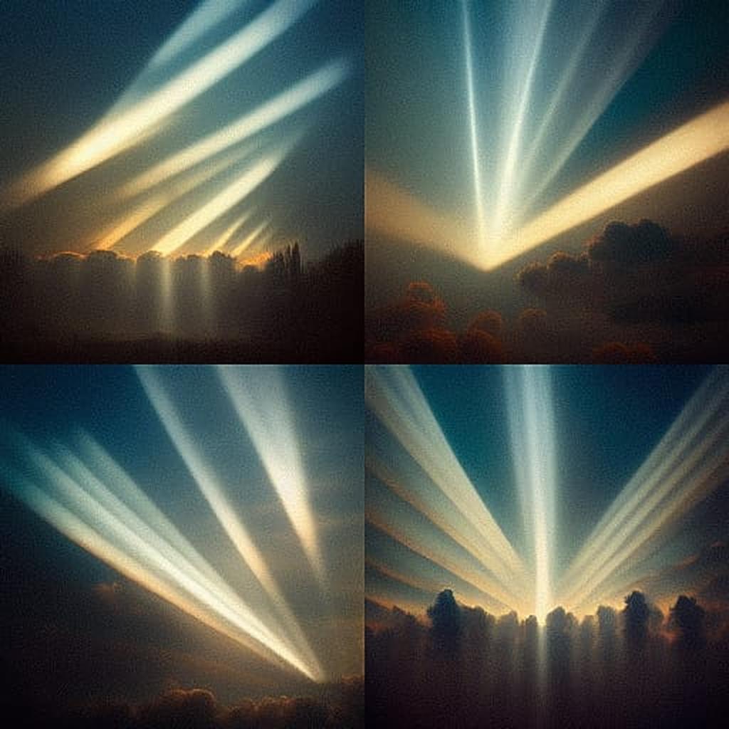 Crepuscular rays style, Midjourney V3, render 1 of 4
