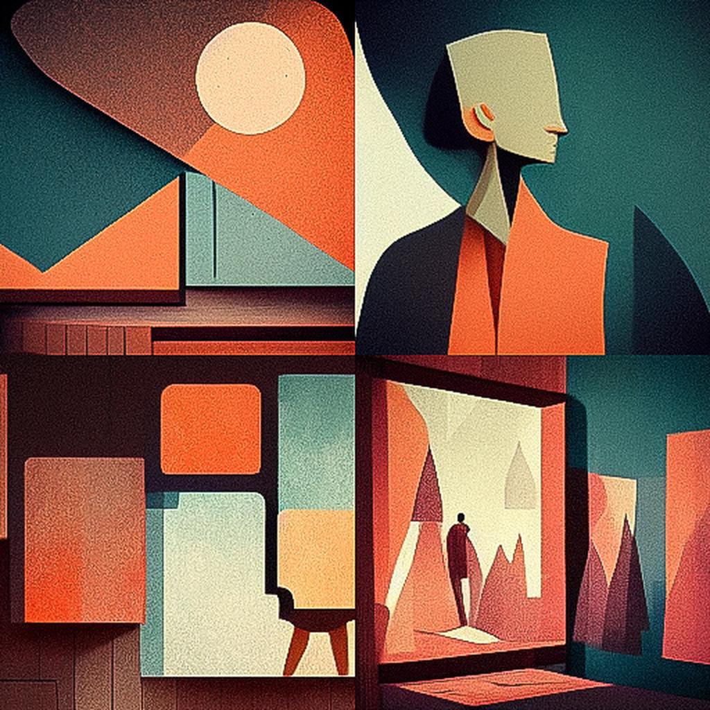 Cutout animation style, Midjourney V3, render 1 of 4