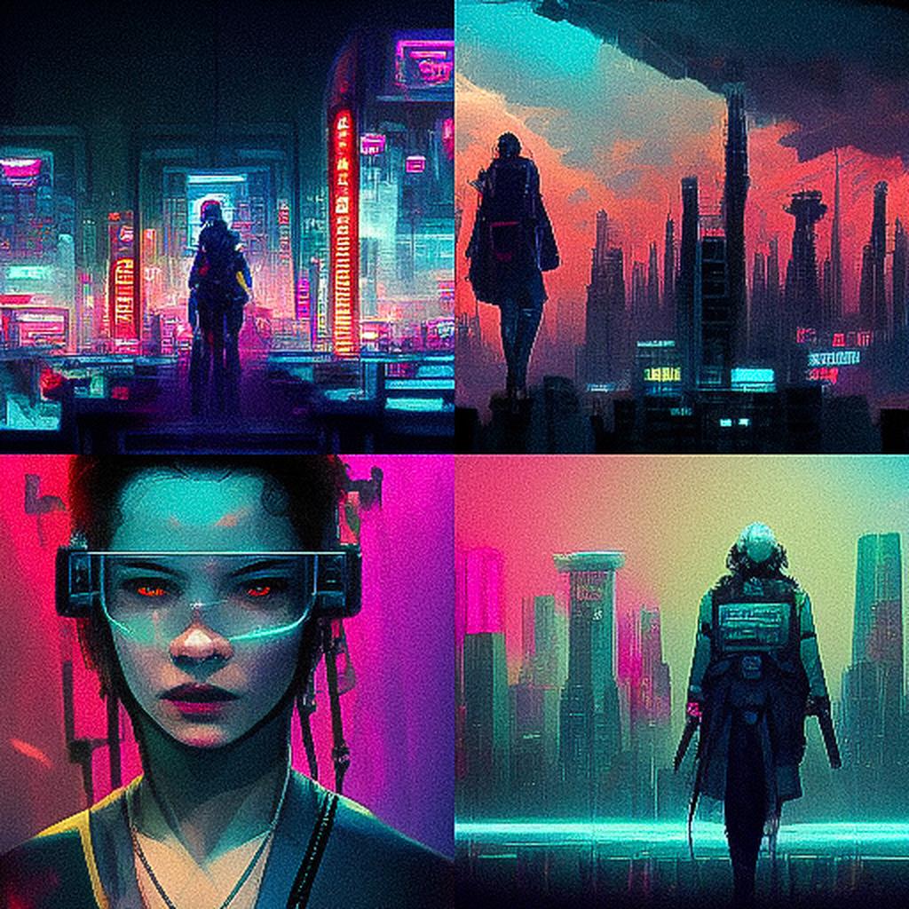 Cyberpunk style, Midjourney V3, render 1 of 4
