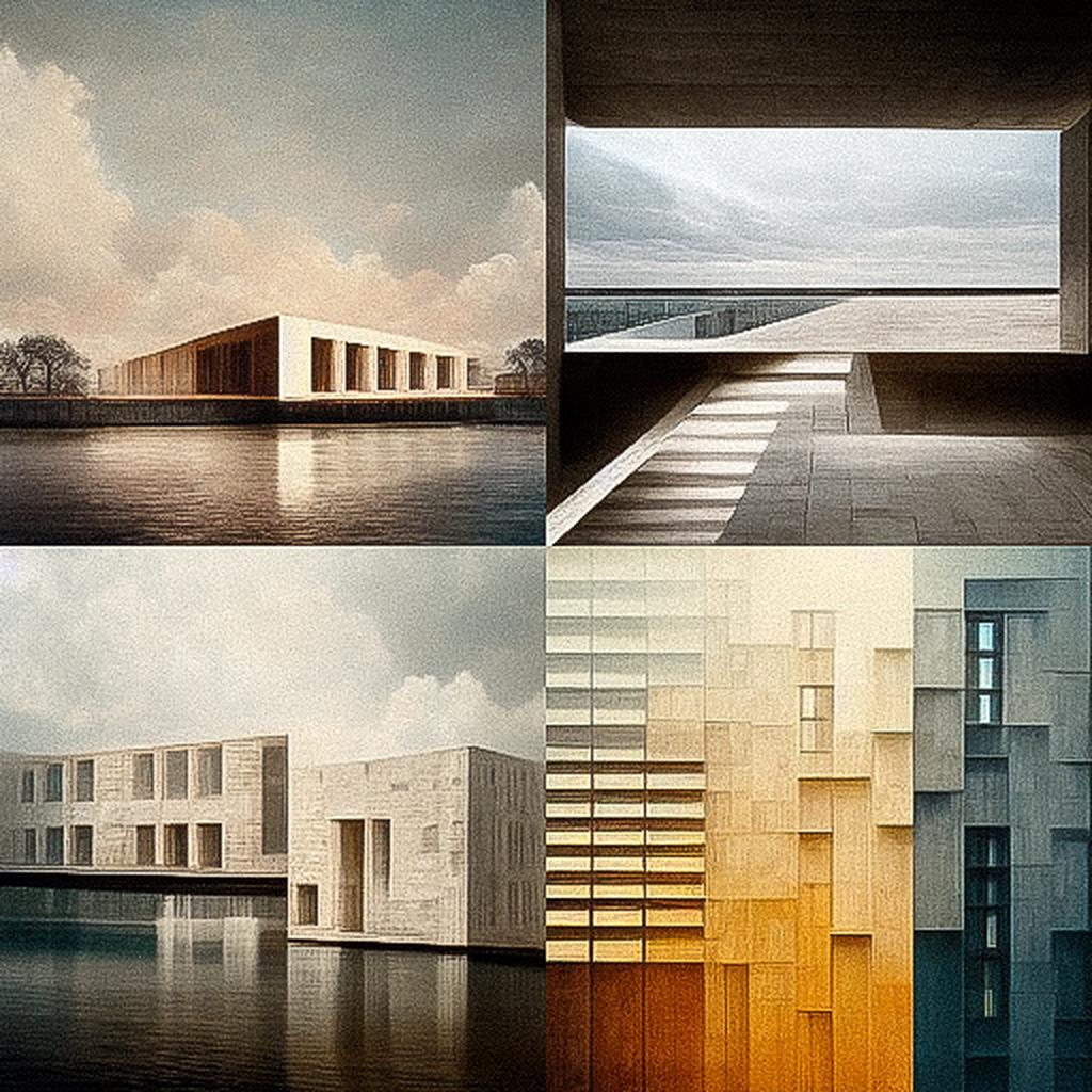 David Chipperfield style, Midjourney V3, render 1 of 4