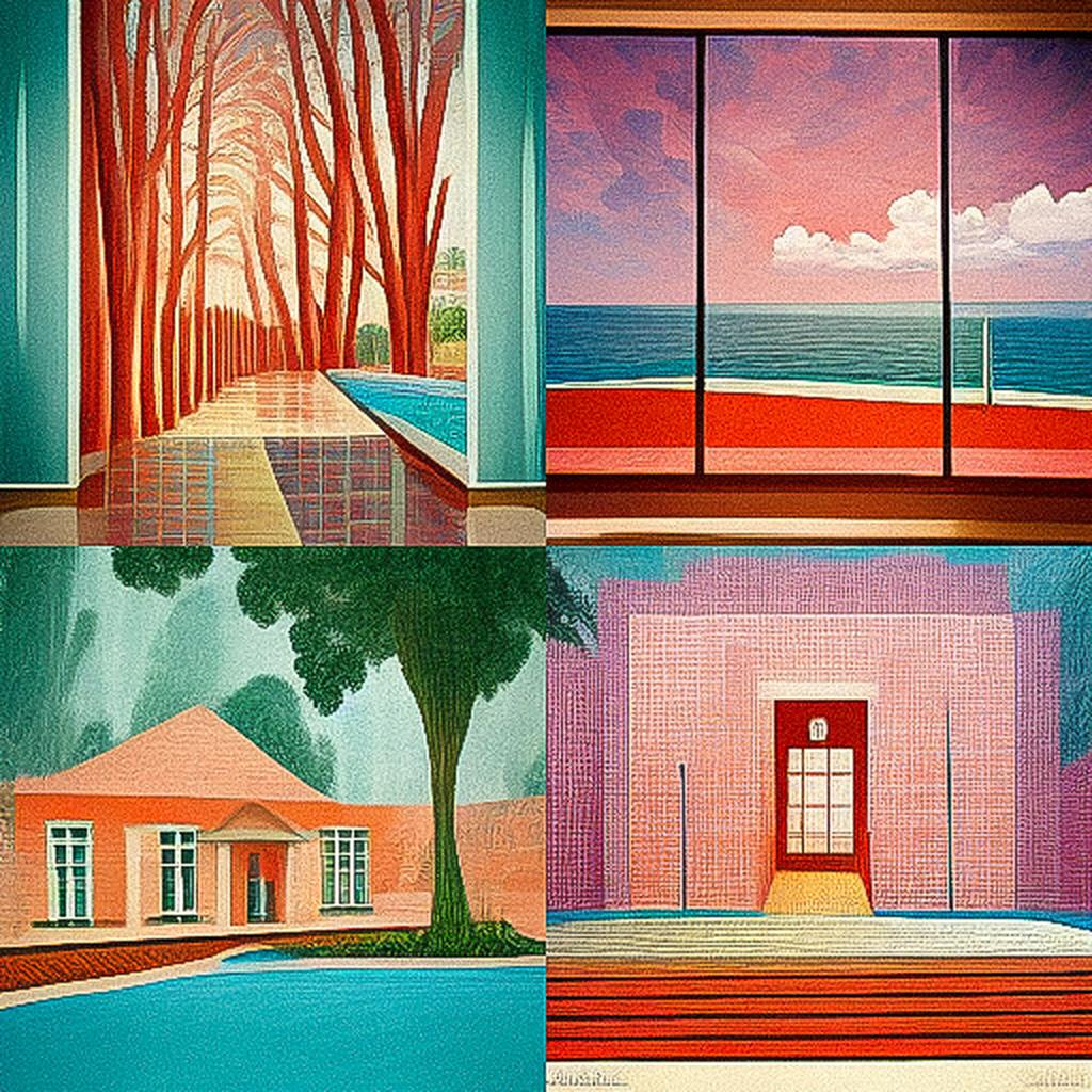 David Hockney style, Midjourney V3, render 1 of 4