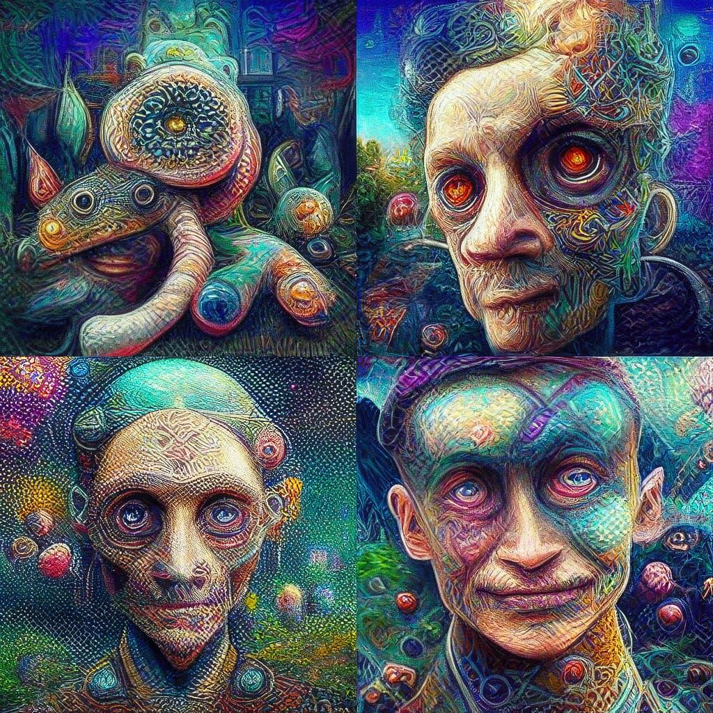 DeepDream style, Midjourney V3, render 1 of 4
