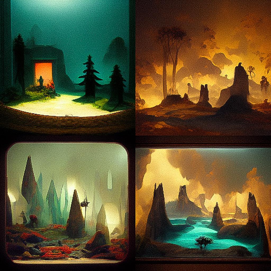 Diorama style, Midjourney V3, render 1 of 4