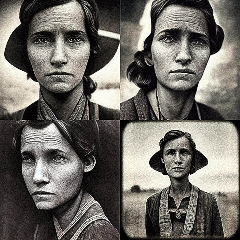 Dorothea Lange style, Midjourney V3, render 1 of 4