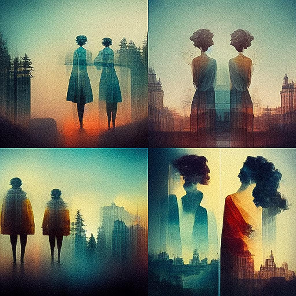 Double exposure style, Midjourney V3, render 1 of 4