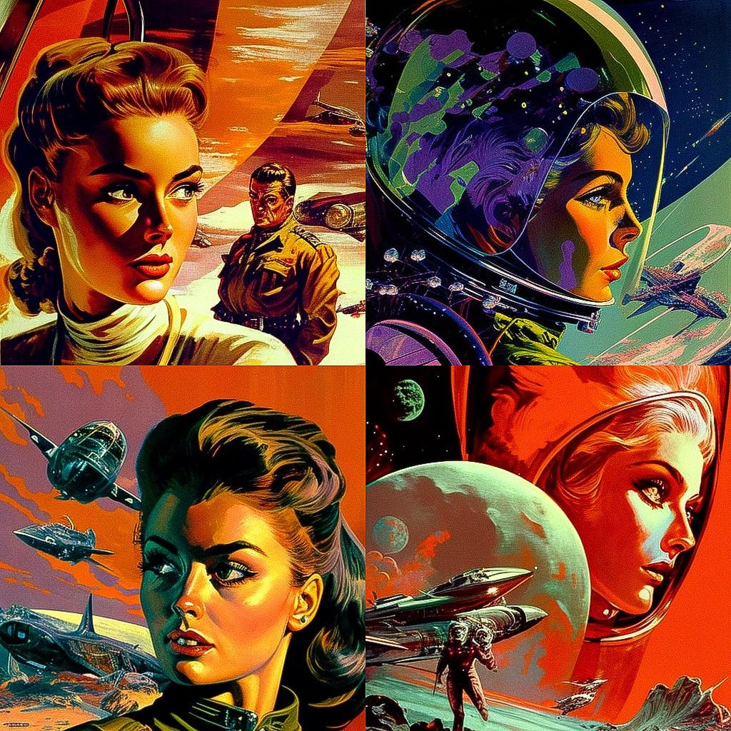 Ed Emshwiller style, Midjourney V3, render 1 of 4