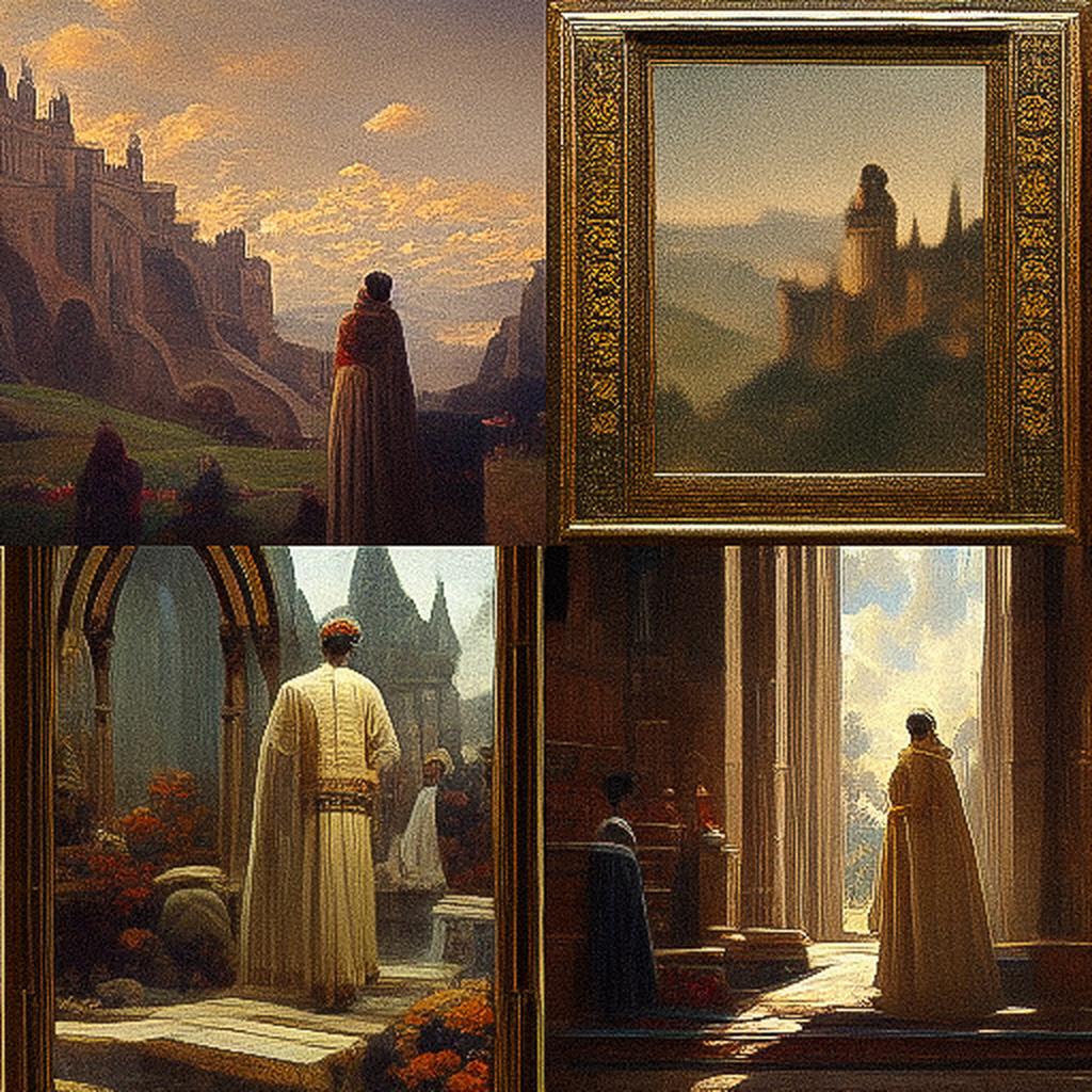 Edmund Leighton style, Midjourney V3, render 1 of 4